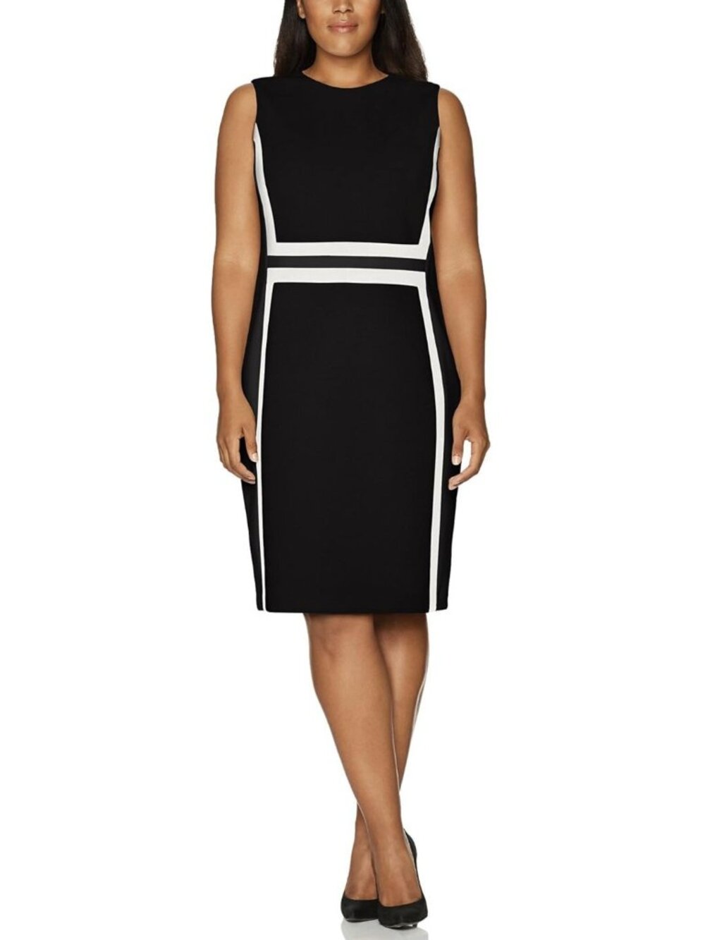 Calvin Klein - Geometric Stripe Sheath Dress - Sz 16W